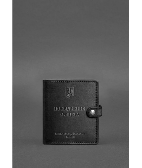 Кожаная обложка-портмоне для удостоверения офицера 11.0 Черная