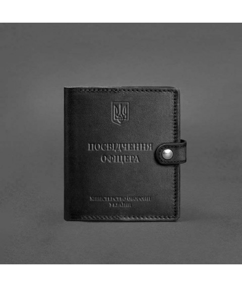 Кожаная обложка-портмоне для удостоверения офицера 11.0 Черная