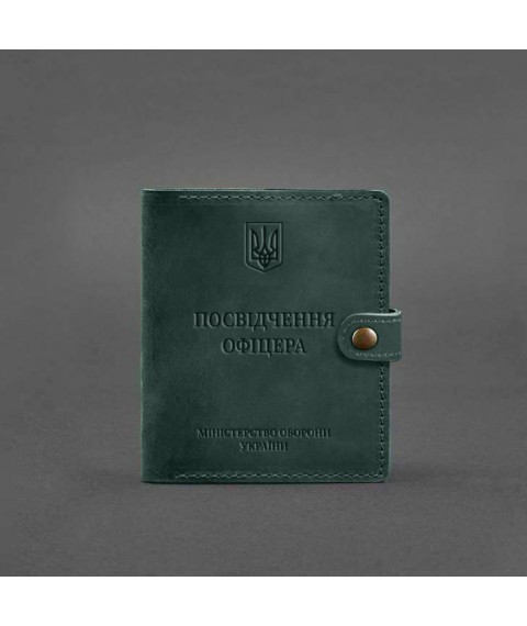 Шкіряна обкладинка-портмоне для посвідчення офіцера 11.0 зелена Crazy Horse