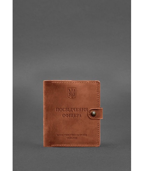 Кожаная обложка-портмоне для удостоверения офицера 11.0 светло-коричневая Crazy Horse