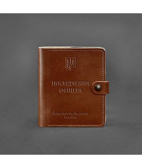 Шкіряна обкладинка-портмоне для посвідчення офіцера 11.0 світло-коричнева