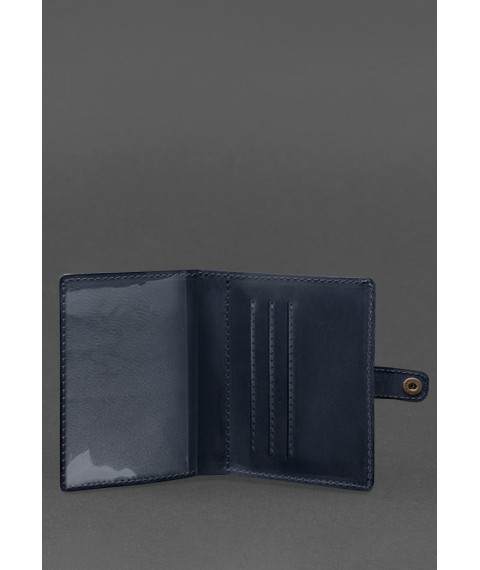 Leather wallet cover for officer ID 11.0 dark blue Crazy Horse