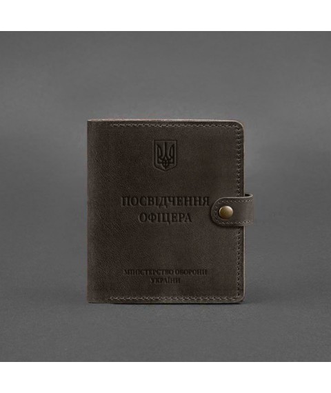 Leather wallet cover for officer ID 11.0 dark brown Crazy Horse