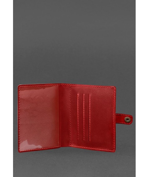 Кожаная обложка-портмоне для удостоверения офицера 11.0 красная