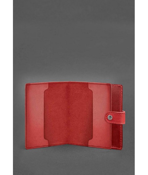 Кожаная обложка-портмоне для удостоверения офицера 11.0 красная