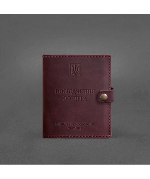Шкіряна обкладинка-портмоне для посвідчення офіцера 11.0 бордова Crazy Horse