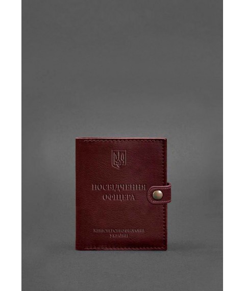 Шкіряна обкладинка-портмоне для посвідчення офіцера 11.0 бордова