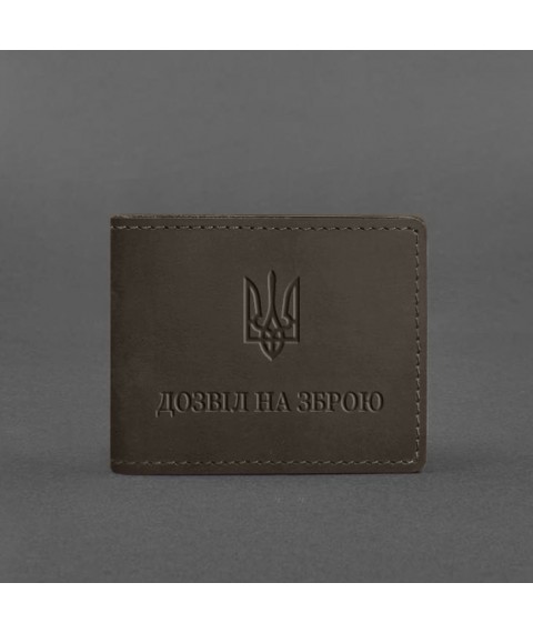 Leather cover for weapon permit dark brown Crazy Horse
