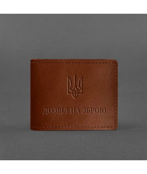 Leather cover for weapon permit, light brown