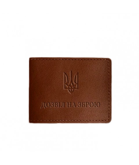 Leather cover for weapon permit, light brown