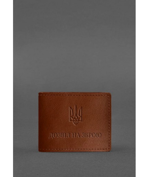 Leather cover for weapon permit, light brown