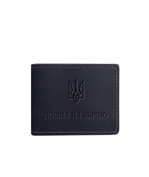Leather cover for weapon permit dark blue Crazy Horse