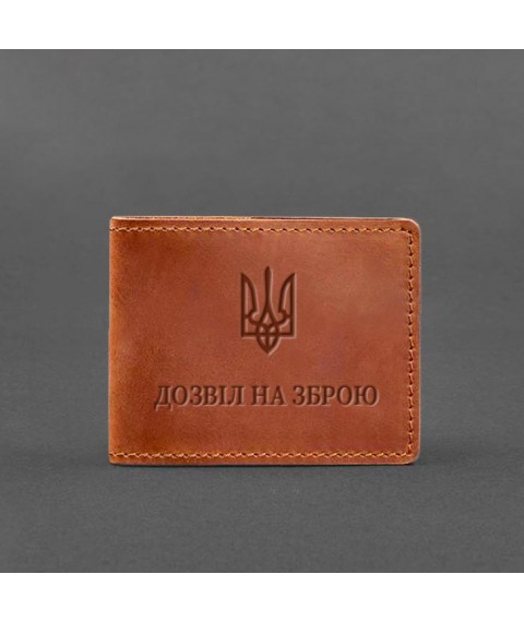 Leather cover for weapon permit light brown Crazy Horse