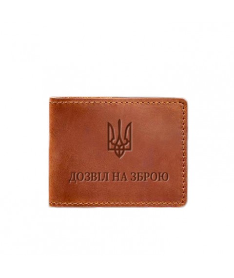 Leather cover for weapon permit light brown Crazy Horse