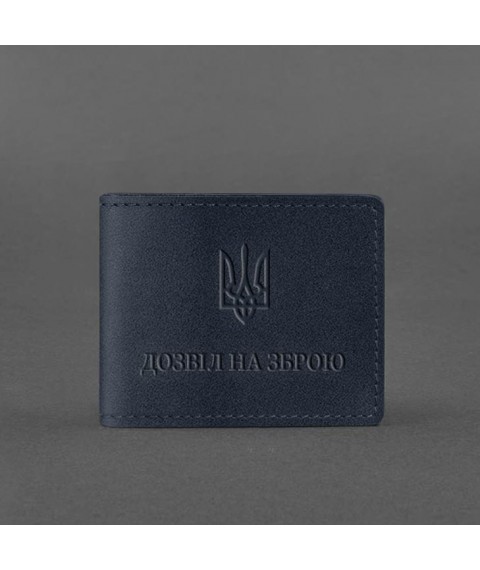 Leather cover for weapons permit, dark blue