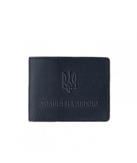 Leather cover for weapons permit, dark blue