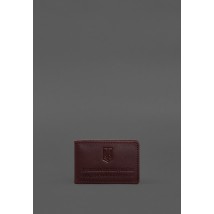 Кожаная обложка на удостоверение ДСНС з карманом бордовая
