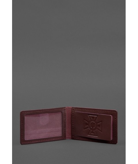 Leather cover for DSNS ID with pocket, burgundy