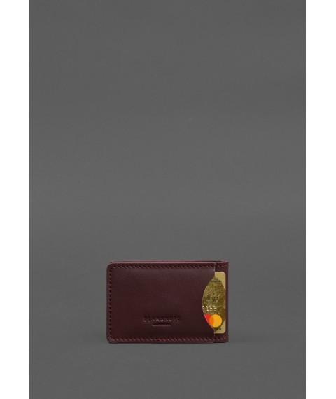 Кожаная обложка на удостоверение ДСНС з карманом бордовая
