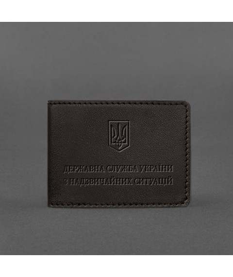 Кожаная обложка на удостоверение Государственной службы Украины по чрезвычайным ситуациям (ДСНС) темно-коричневая