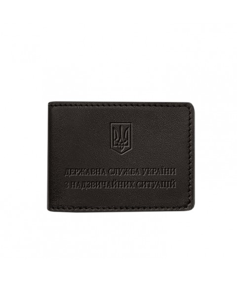 Leather cover for the ID of the State Service of Ukraine for Emergency Situations (DSNS) dark brown