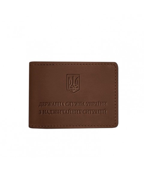 Шкіряна обкладинка на посвідчення Державної служби України з надзвичайних ситуацій (ДСНС) світло-коричнева Crazy Horse