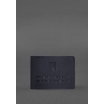 Leather cover for the ID of the State Service of Ukraine for Emergency Situations (DSNS) dark blue Crazy Horse