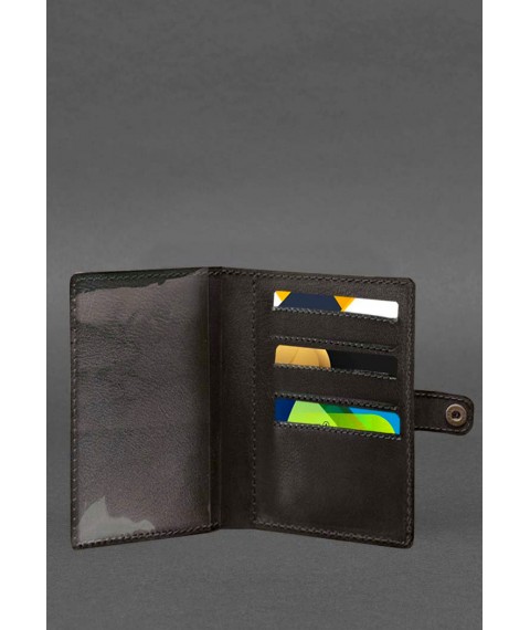 Leather wallet cover for military ID 15.0 dark brown