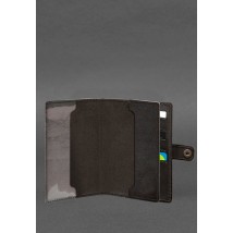 Шкіряна обкладинка-портмоне для військового квитка 15.0 темно-коричнева