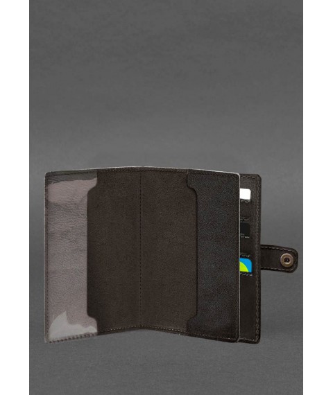 Leather wallet cover for military ID 15.0 dark brown