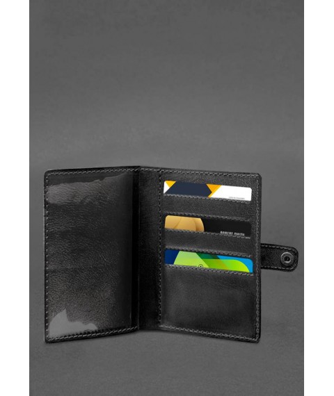 Leather wallet cover for military ID 15.0 Black