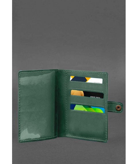 Leather wallet cover for military ID 15.0 green Crazy Horse