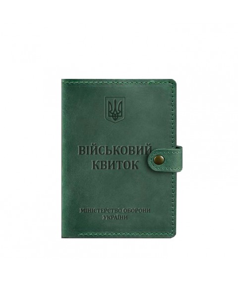 Leather wallet cover for military ID 15.0 green Crazy Horse