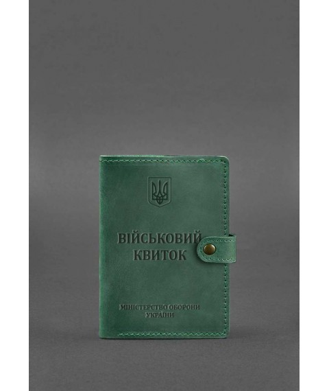 Шкіряна обкладинка-портмоне для військового квитка 15.0 зелена Crazy Horse