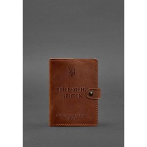 Шкіряна обкладинка-портмоне для військового квитка 15.0 світло-коричнева Crazy Horse