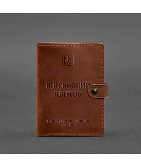 Leather wallet cover for military ID 15.0 light brown Crazy Horse