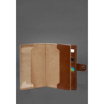 Кожаная обложка-портмоне для военного билета 15.0 светло-коричневая