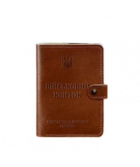 Leather wallet cover for military ID 15.0 light brown