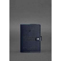Leather wallet cover for military ID 15.0 dark blue