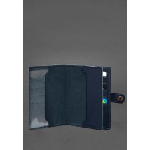 Шкіряна обкладинка-портмоне для військового квитка 15.0 темно-синя Crazy Horse