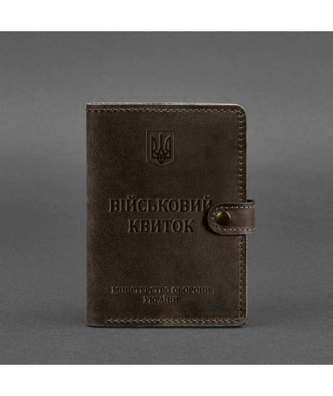 Leather wallet cover for military ID 15.0 dark brown Crazy Horse