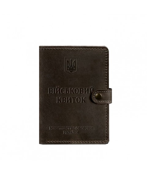 Leather wallet cover for military ID 15.0 dark brown Crazy Horse