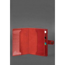 Шкіряна обкладинка-портмоне для військового квитка 15.0 червона