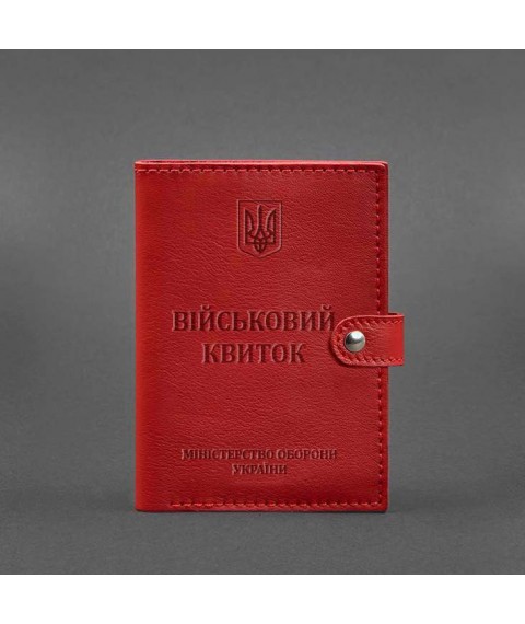 Кожаная обложка-портмоне для военного билета 15.0 красная