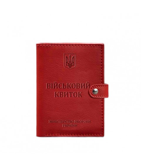 Кожаная обложка-портмоне для военного билета 15.0 красная