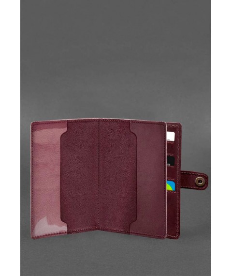 Leather wallet cover for military ID 15.0 burgundy Crazy Horse