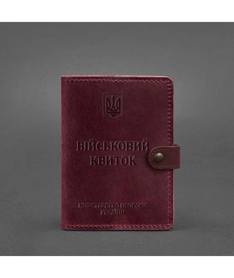 Leather wallet cover for military ID 15.0 burgundy Crazy Horse