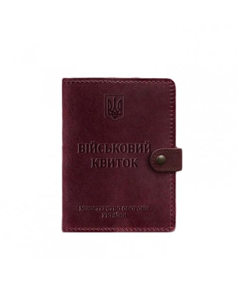 Leather wallet cover for military ID 15.0 burgundy Crazy Horse