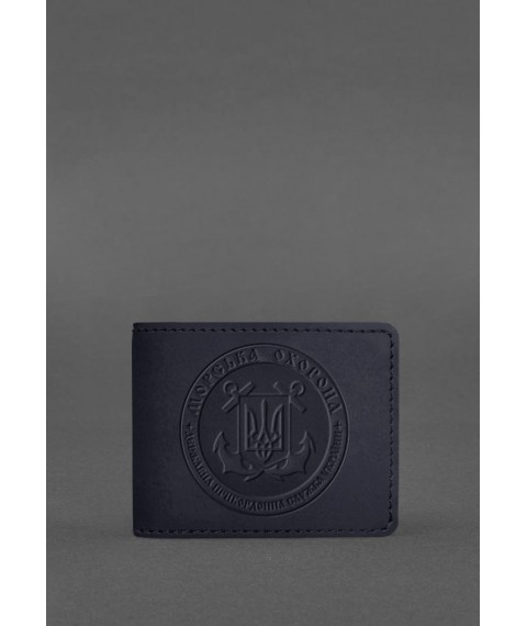 Leather cover for Marine Guard ID, dark blue Crazy Horse