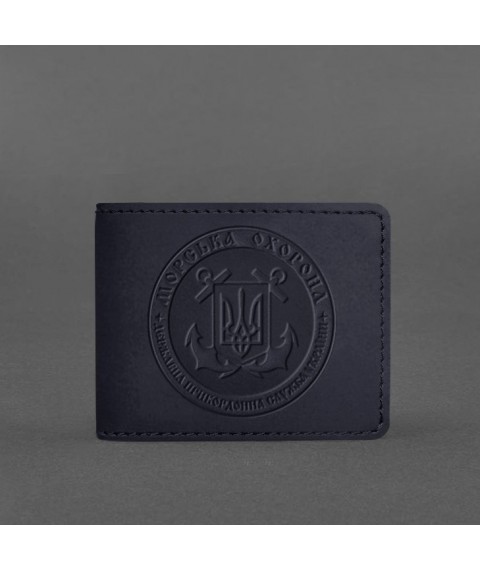 Leather cover for Marine Guard ID, dark blue Crazy Horse